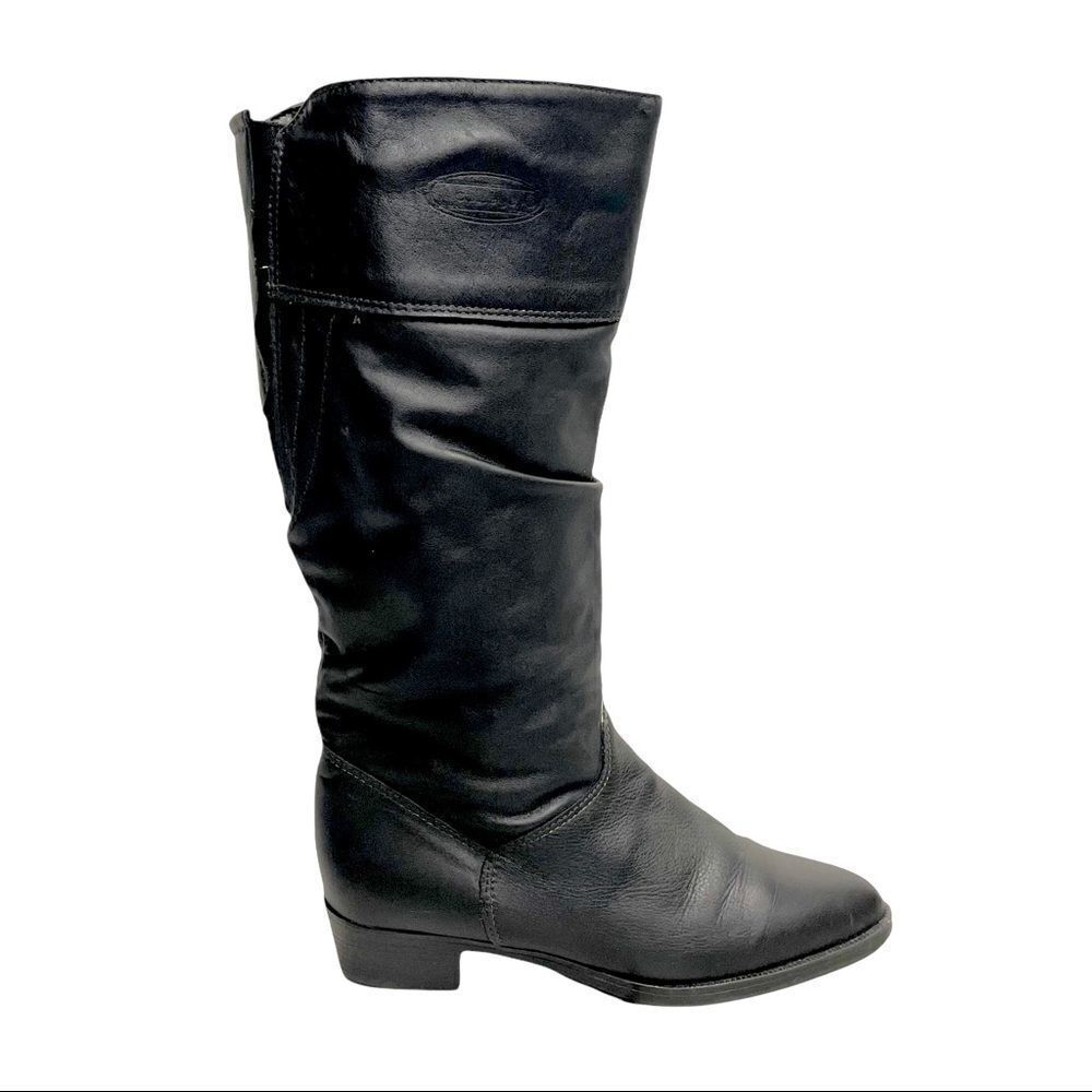SELECTION COLLEGE CANADA Black Leather Tall Waterproof Winter Boots Size 8.5